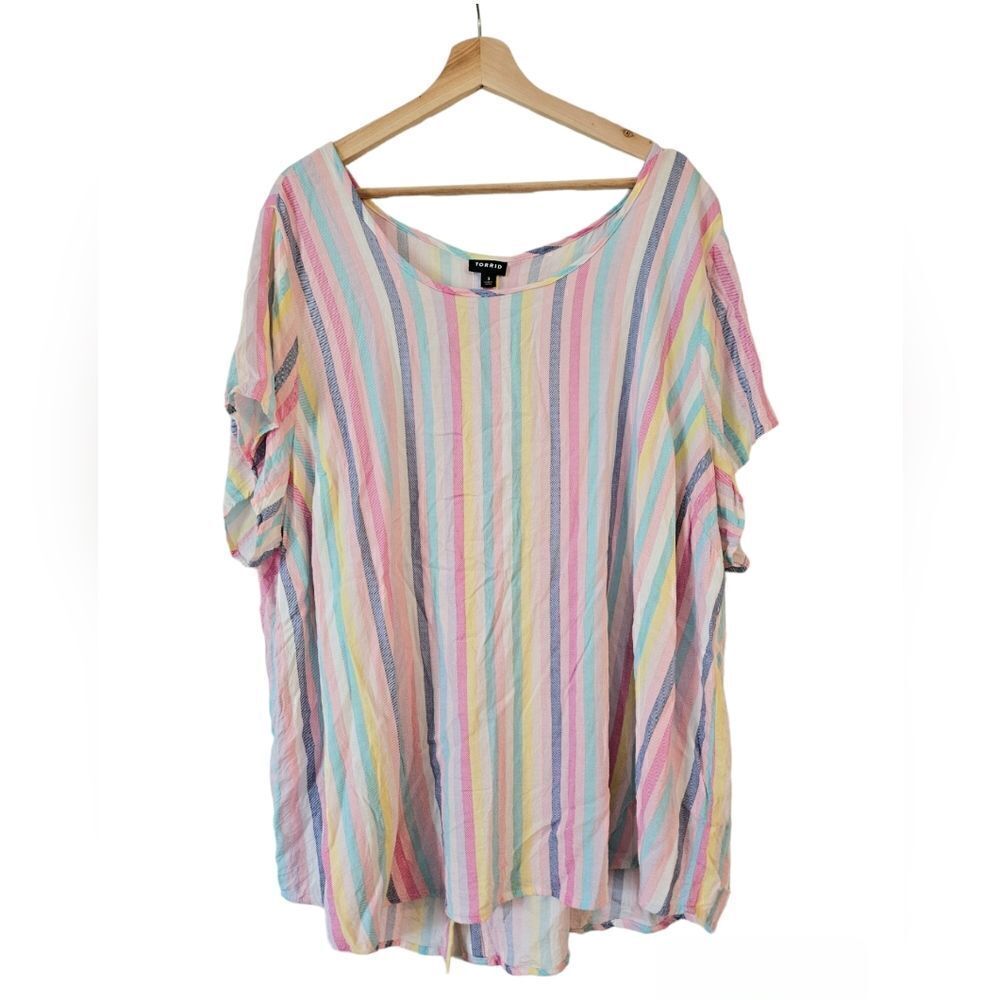 Torrid Multi Color Button Back Stripe Abbey Rayon… - image 5
